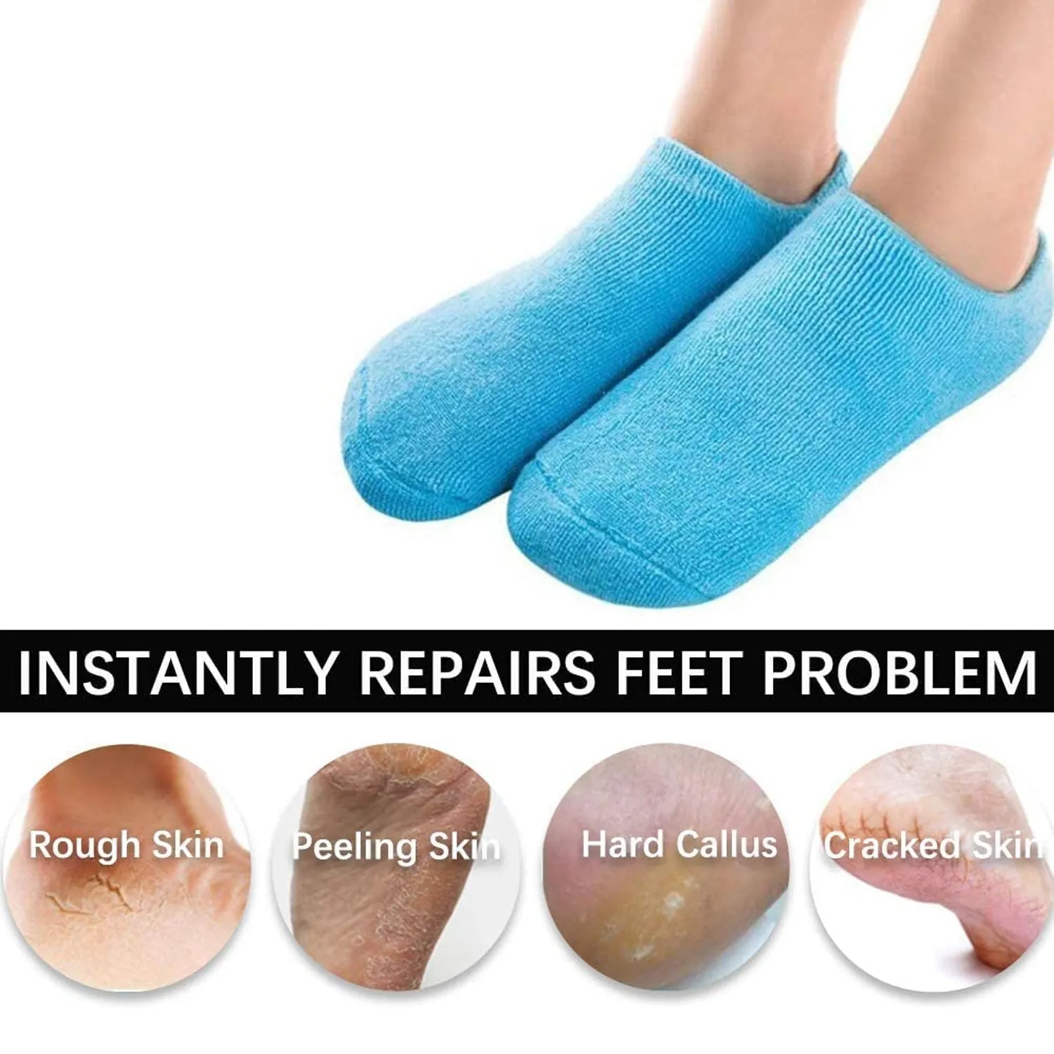 0520 Gel Socks Soft Socks for Repairing and Softening Dry Cracked Feet Skins Comfortable Socks (1 Pair)