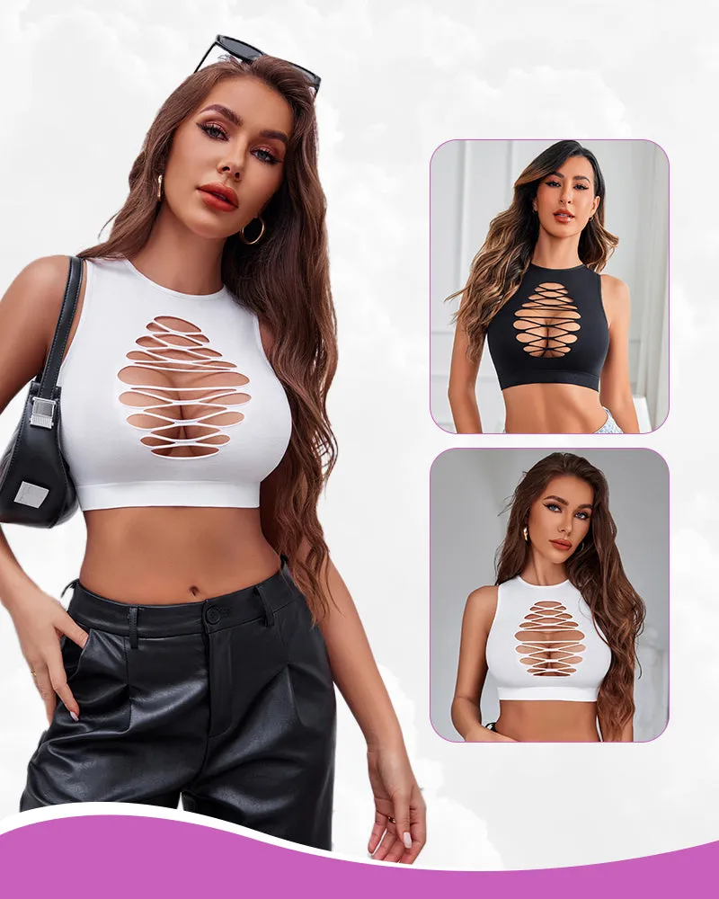 2/3 Pack Fishnet Top Cut Out Crops