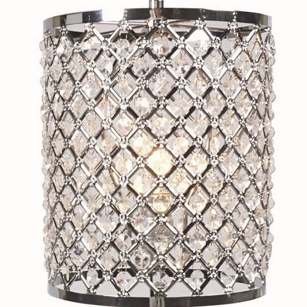 24" Table Lamp, Crystal Shade, Metal Accents, Chrome By Casagear Home