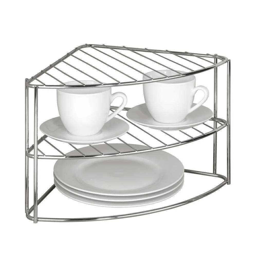 3 Tier Corner Plate Stacker & Pantry Shelf Chrome