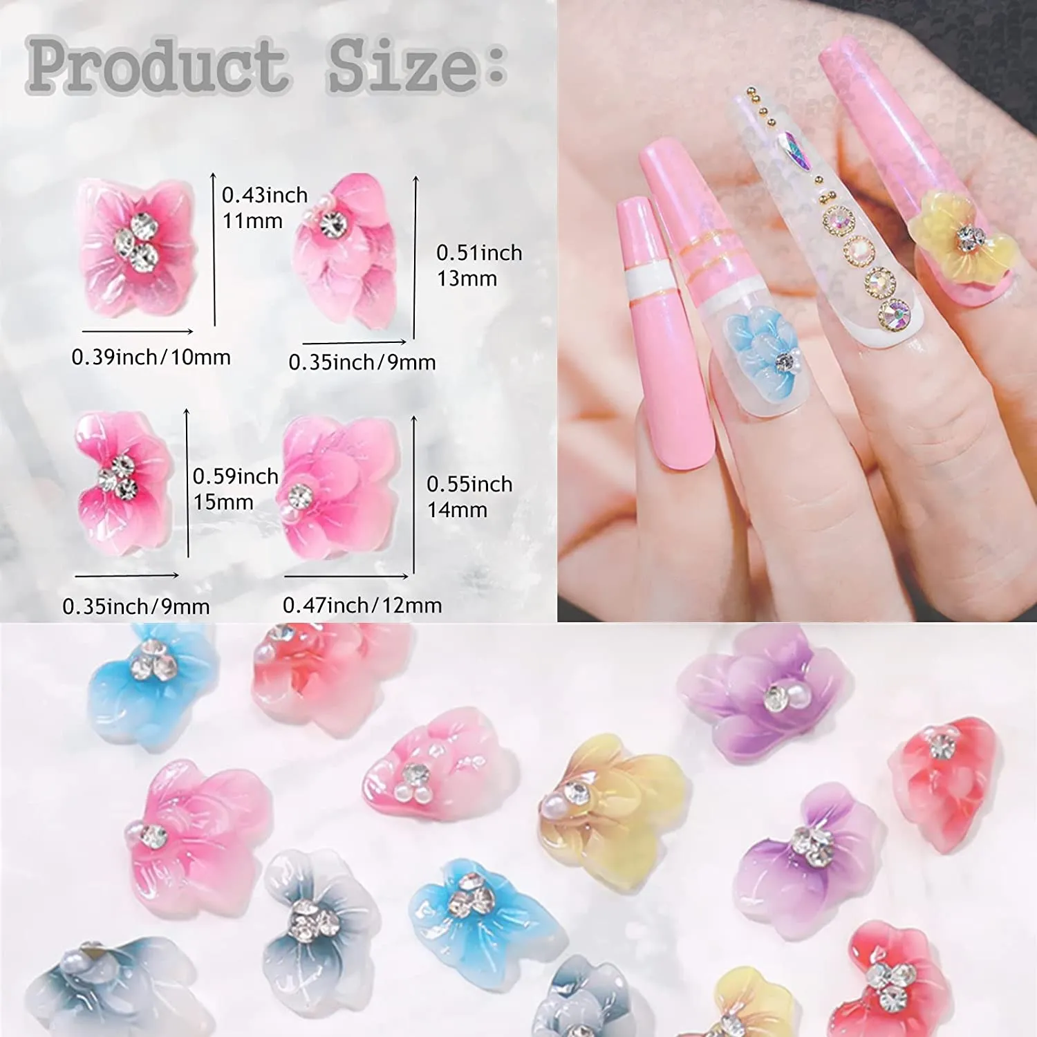 3D flowers (24pcs 3D Luxury Metal Alloy Petal Flowers Nail Art Rhinestones Charms Shiny Nail Crystal Diamonds Gems Manicure Nail Flowers Jewelry Studs)