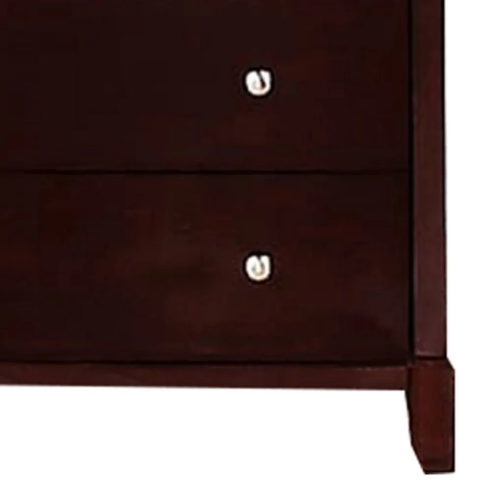 54 Inch Tall 5 Drawer Dresser Chest, Tapered Legs, Rich Classic Brown Wood By Casagear Home