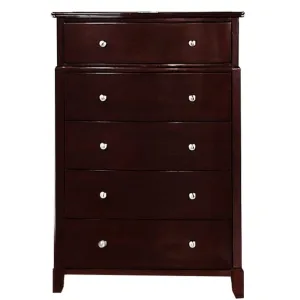 54 Inch Tall 5 Drawer Dresser Chest, Tapered Legs, Rich Classic Brown Wood By Casagear Home