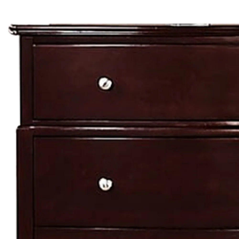 54 Inch Tall 5 Drawer Dresser Chest, Tapered Legs, Rich Classic Brown Wood By Casagear Home