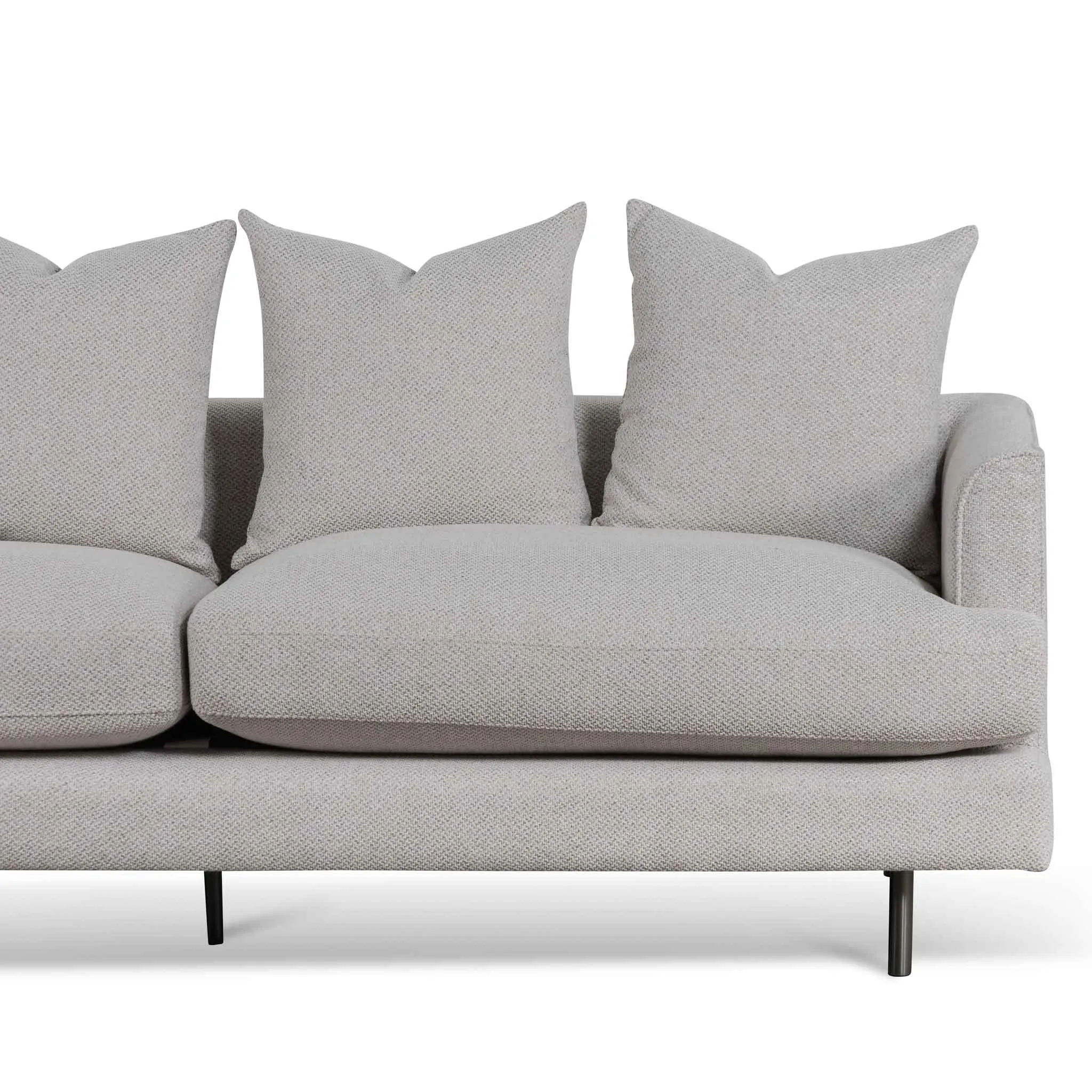 Andre 3 Seater Fabric Sofa - Sterling Sand with Black Legs