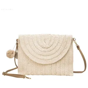 Annaline Bag - Klassische Umschlag-Design Stroh Clutch Sommer Tasche