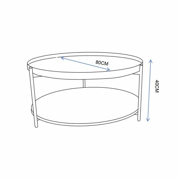 Ava Round Coffee Table (80 cm) Wall Nut