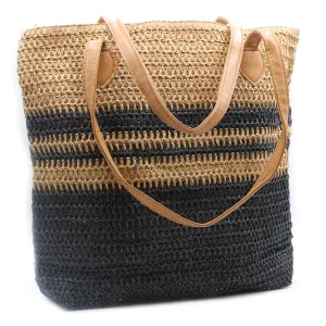 Back to the Bazaar Bag - Black & Tan | Versatile Everyday Bag for Groceries & Beach Trips