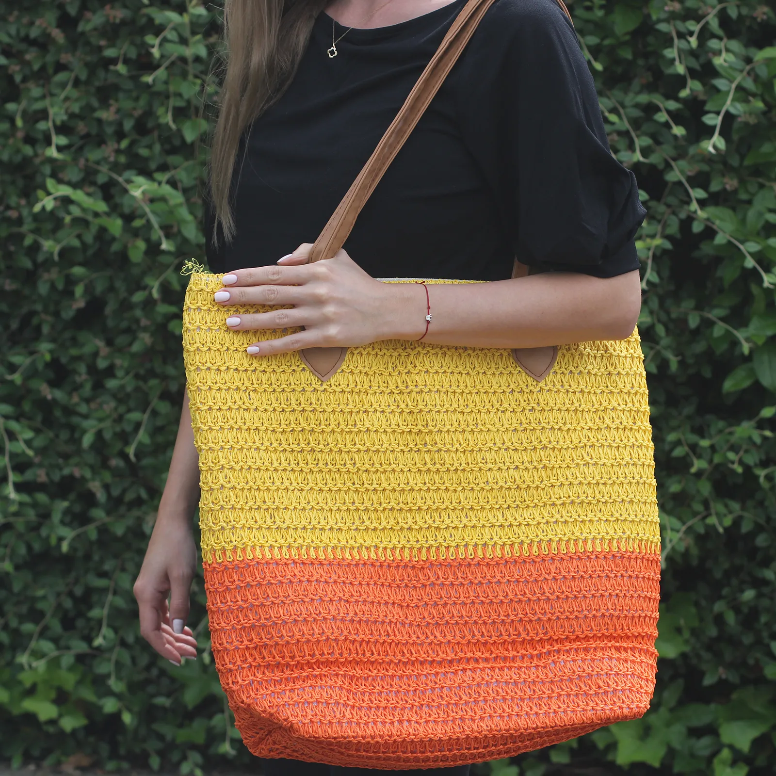 Back to the Bazaar Bag in Yellow & Orange - Perfect Everyday Bag for Groceries & Beach Towels