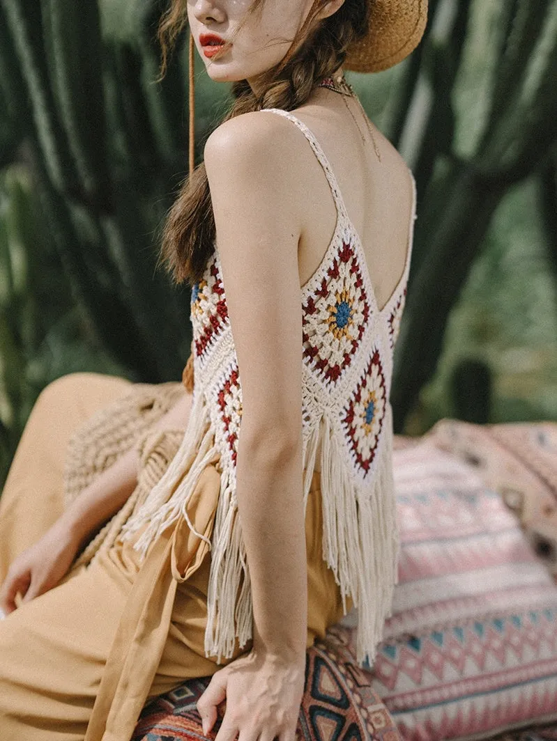 Bohemian Tassel Spaghetti-strap Camisole Top