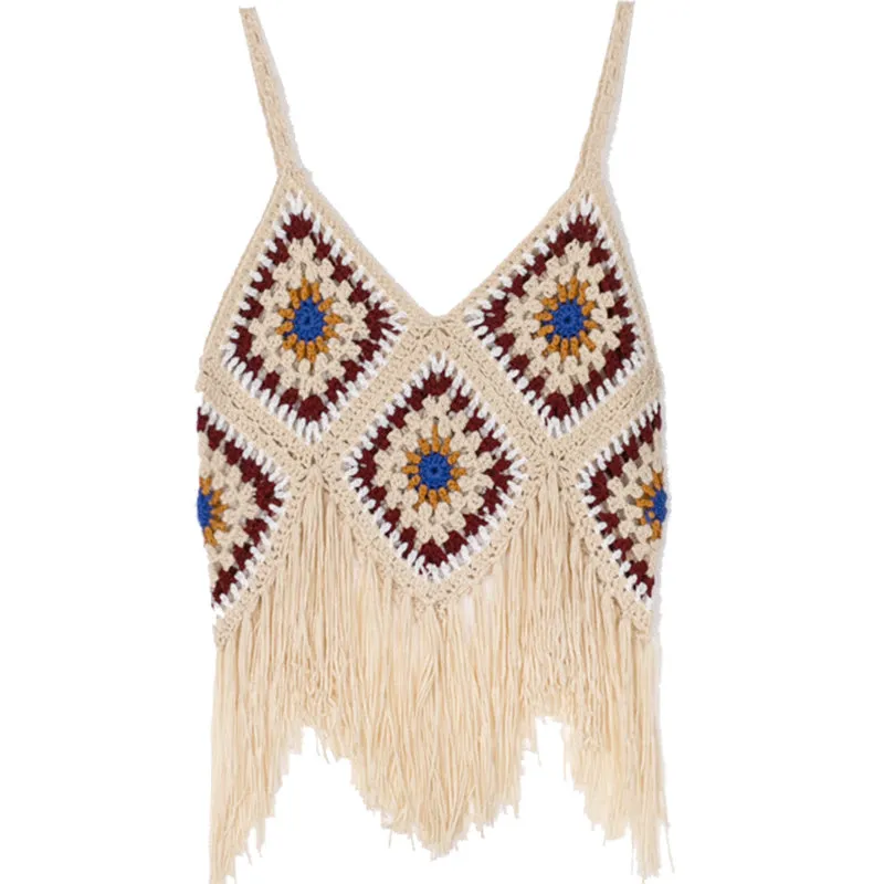 Bohemian Tassel Spaghetti-strap Camisole Top