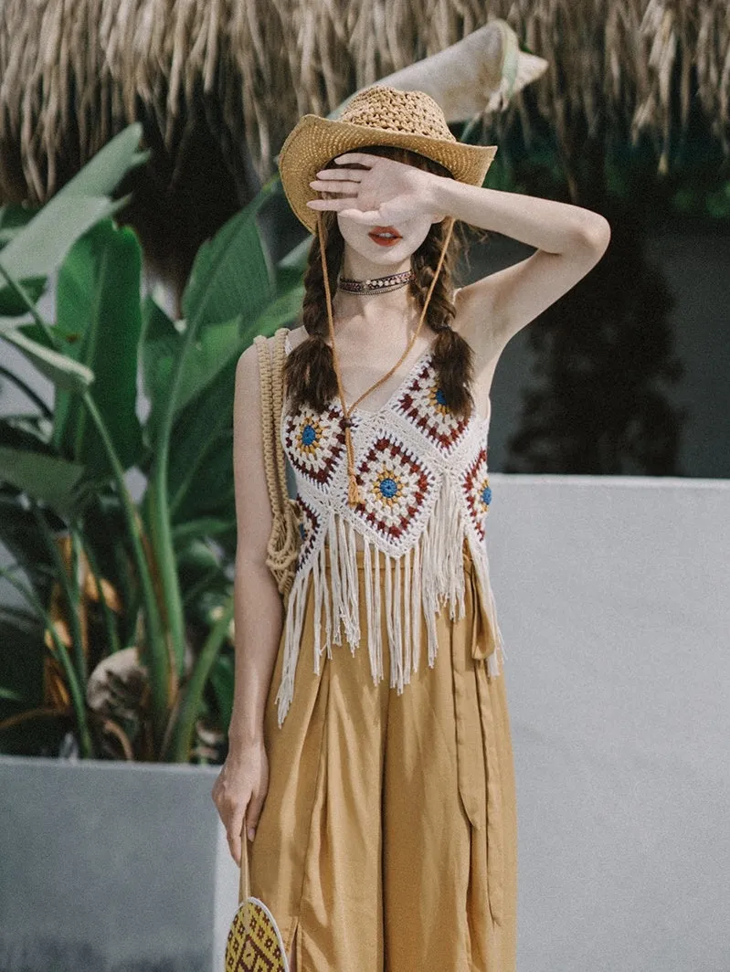 Bohemian Tassel Spaghetti-strap Camisole Top