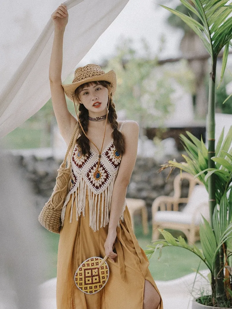 Bohemian Tassel Spaghetti-strap Camisole Top