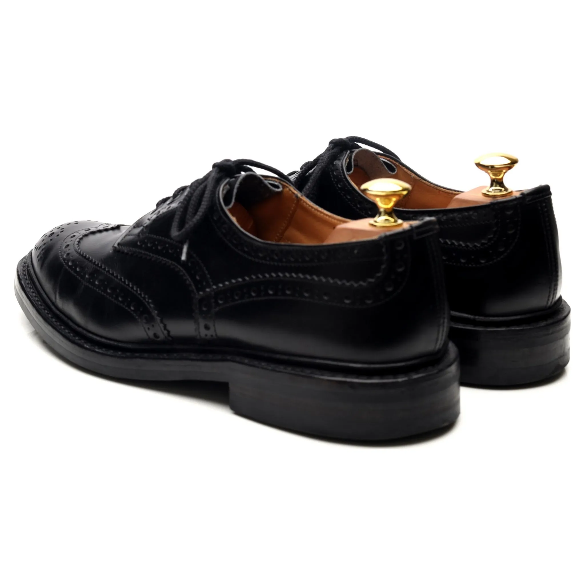 'Bourton' Black Leather Derby Brogues UK 8