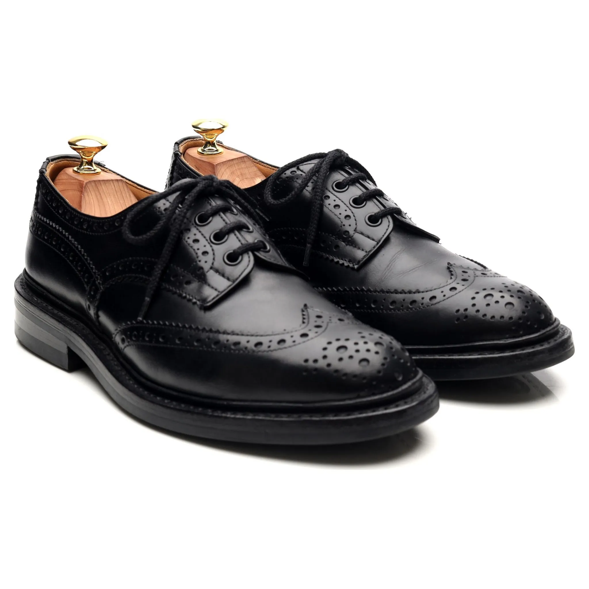 'Bourton' Black Leather Derby Brogues UK 8