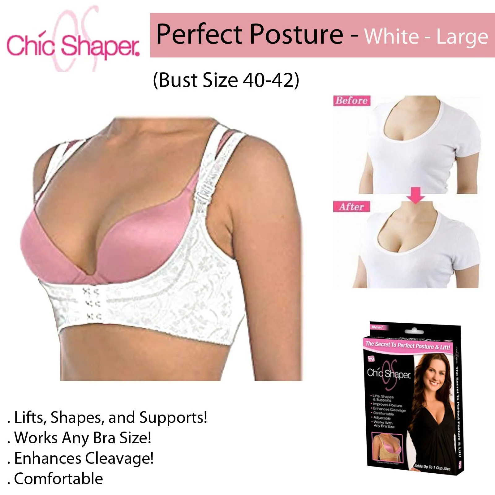 Chic Shaper Perfect Posture - White - Large (Bust Size 40-42)