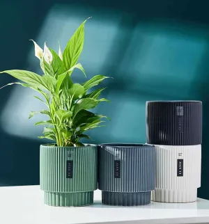 Contemporary Ribbed Ceramic Planters | Elegant Multi-Color Collection for Stylish Décor