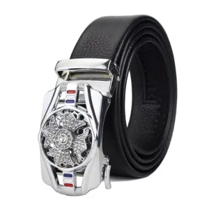 Dandali Scratch-Resistant Wrapped Edge Automatic Buckle Belt Mens Casual Waistbone Belt, Size: 120cm