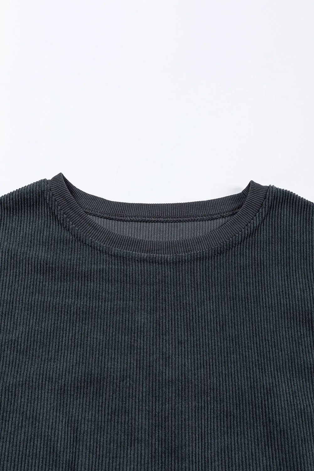 Dark Grey Ribbed Corded Oversized Sweatshirt