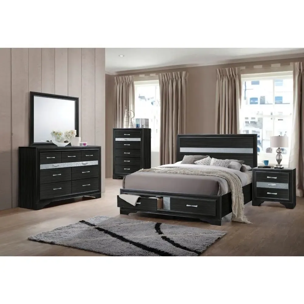 Easton King Bed w/Drawer, Black