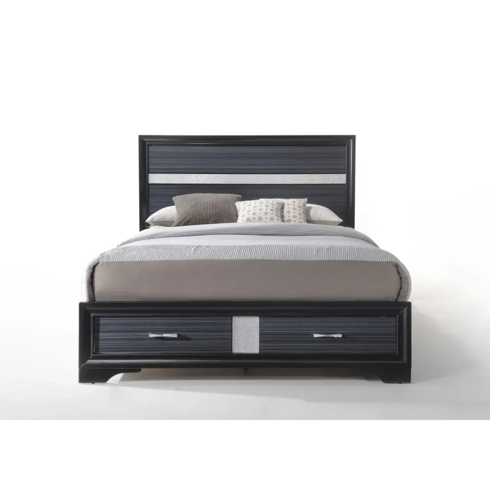 Easton King Bed w/Drawer, Black