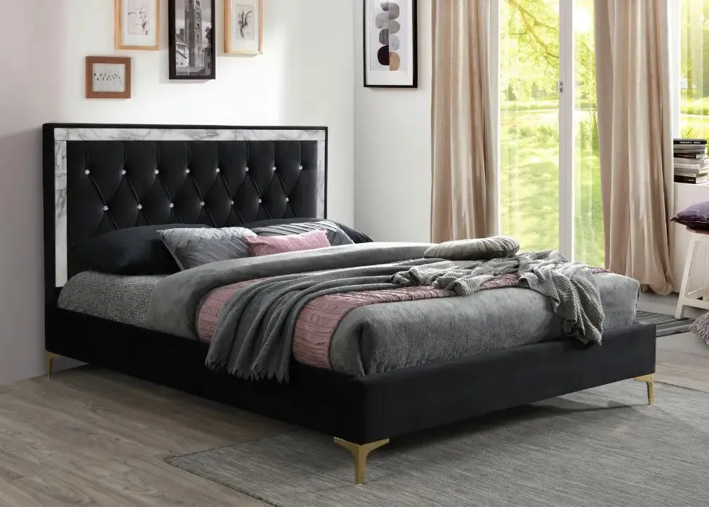 Eduardo King Bed, Black Fabric