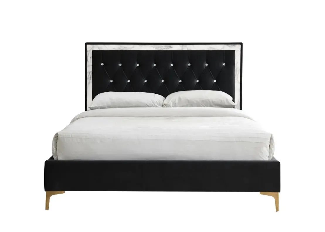 Eduardo King Bed, Black Fabric