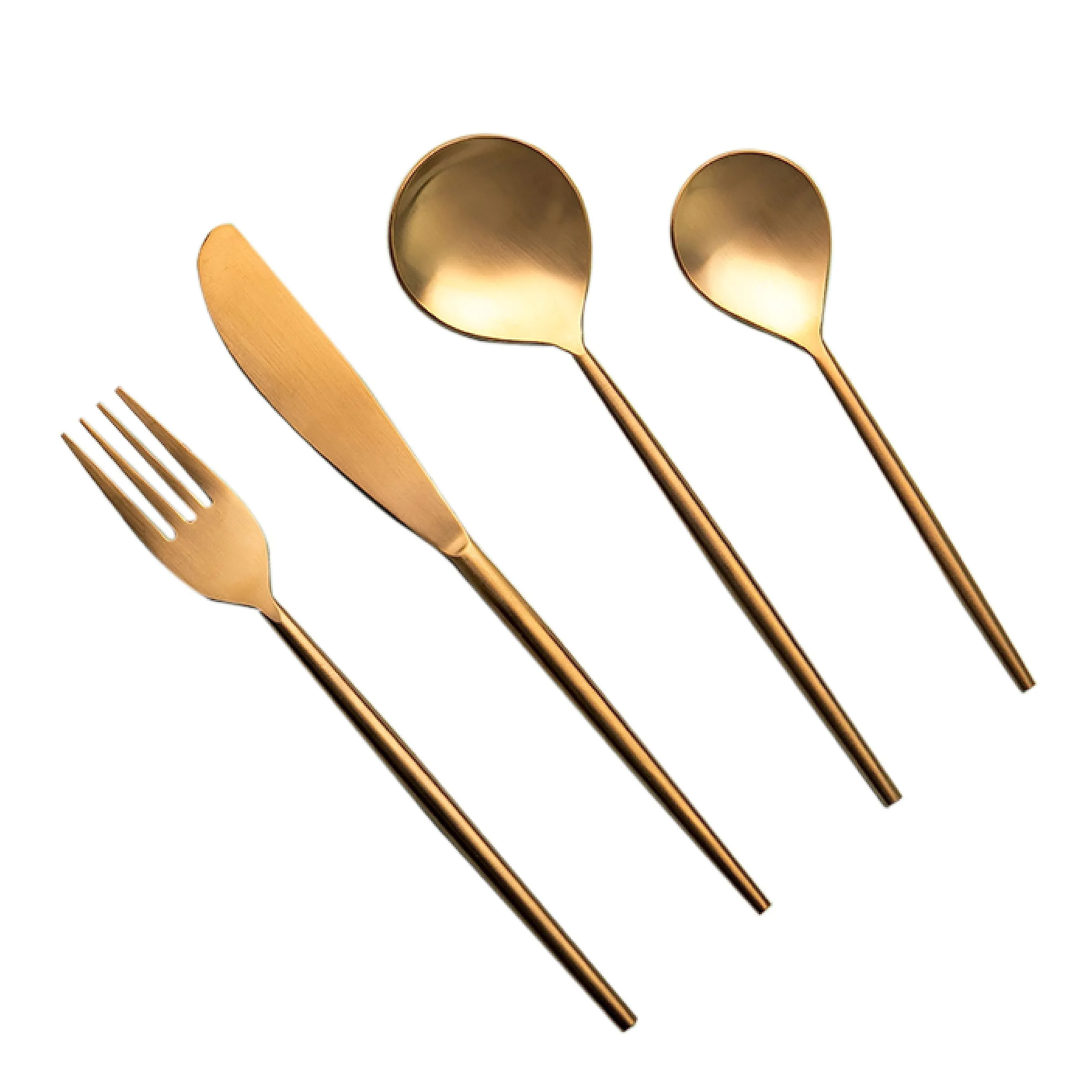 Ellementry Aura Gold Cutlery Set of 4 | Stainless Steel Set | Food Grade Silverware for Home & Kitchen | Dishwasher Safe | Cutlery Set for Dining Table | Spoon/Fork/Knife Set (Pack of 2)