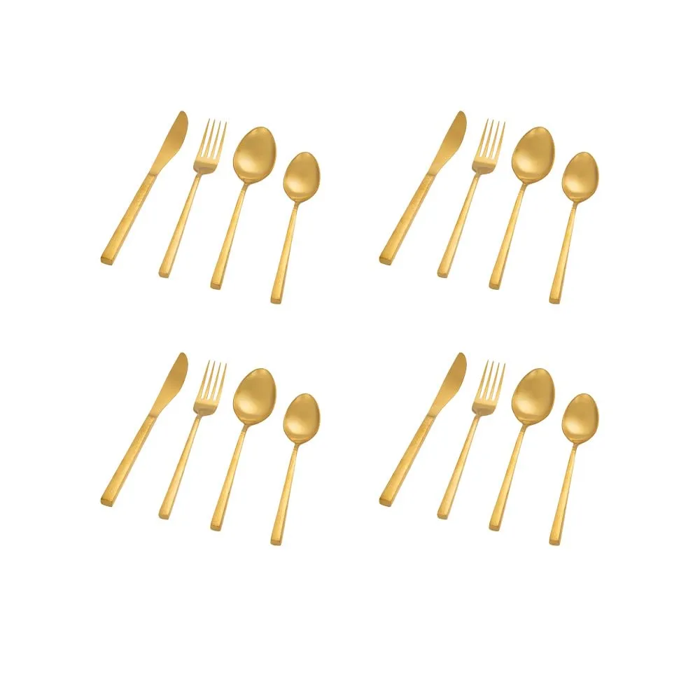 Ellementry Aurum Gold Hammered Cutlery Set of 4| Stainless Steel Set | Food Grade Silverware for Home & Kitchen | Dishwasher Safe | Cutlery Set for Dining Table | Spoon/Fork/Knife Set (Pack of 4)