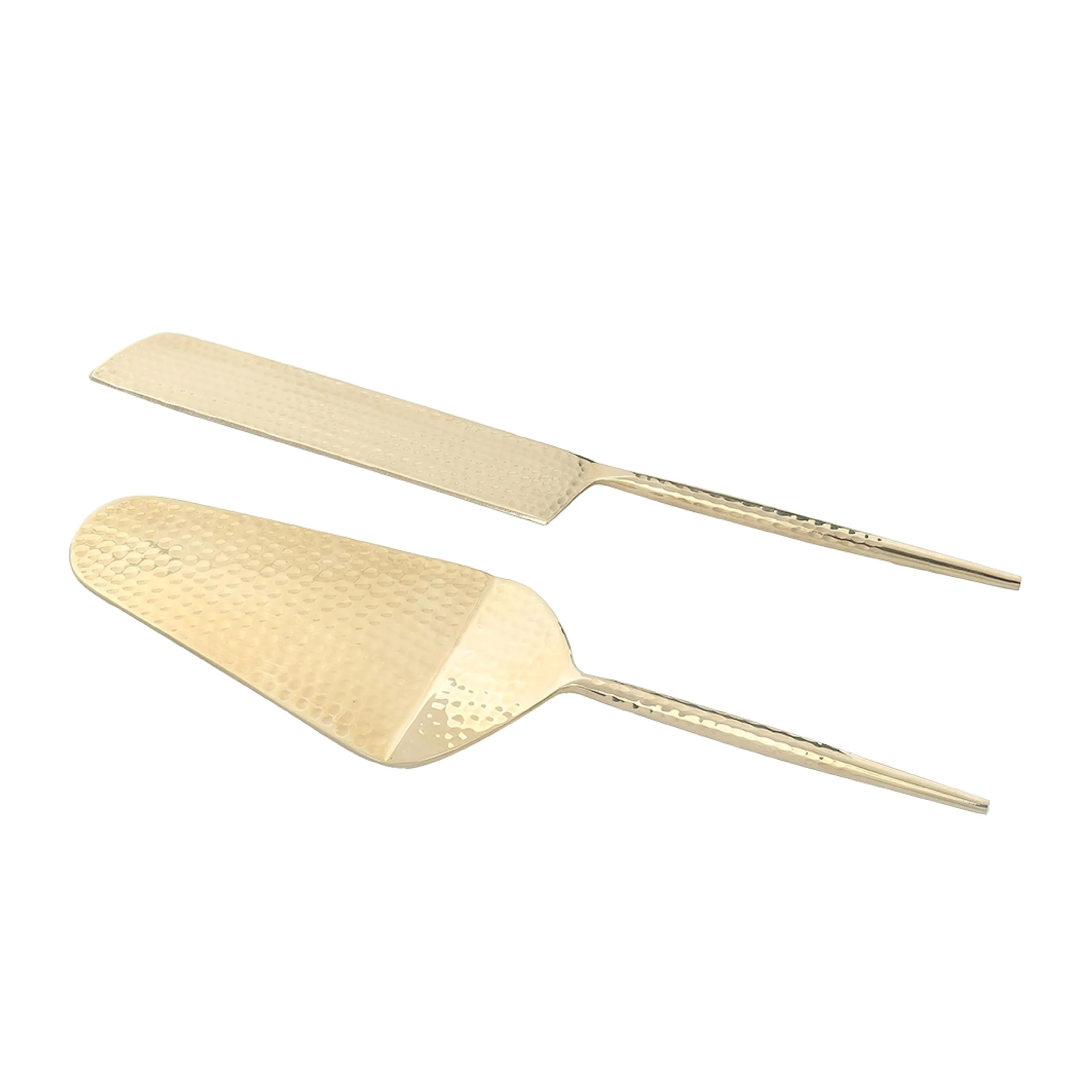 Ellementry Norah Gold Hammered Cake Server Set of 2| Wedding Cake Cutting Knife | Cake, Pie & Pastry Server | Dessert Server for Birthday, Anniversary, Holiday, Baby Shower & Party