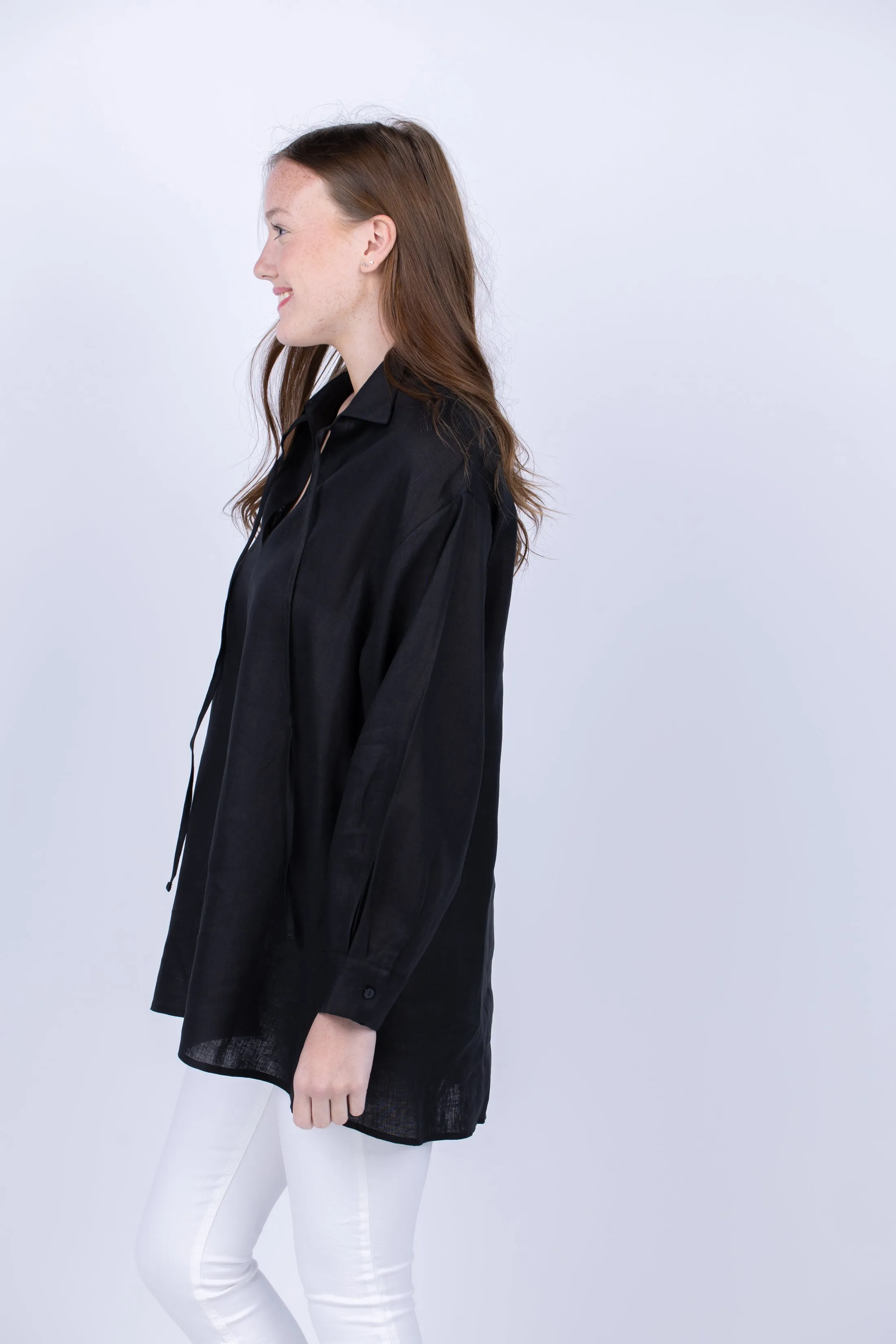 Enza Costa Linen Caftan in Black