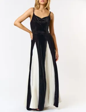 Griselda Velvet Mix Sleeveless Flare Maxi Dress