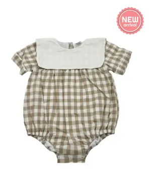 Hampton Khaki Gingham Bib Bubble