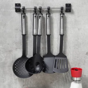 HI 6 Piece Kitchen Tool Set - Black & Silver | Durable Stainless Steel Handles | Stylish & Versatile