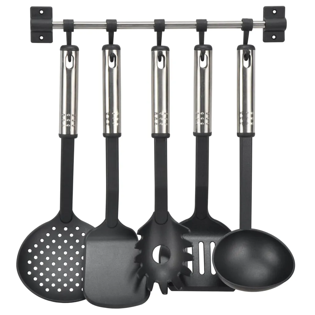 HI 6 Piece Kitchen Tool Set - Black & Silver | Durable Stainless Steel Handles | Stylish & Versatile