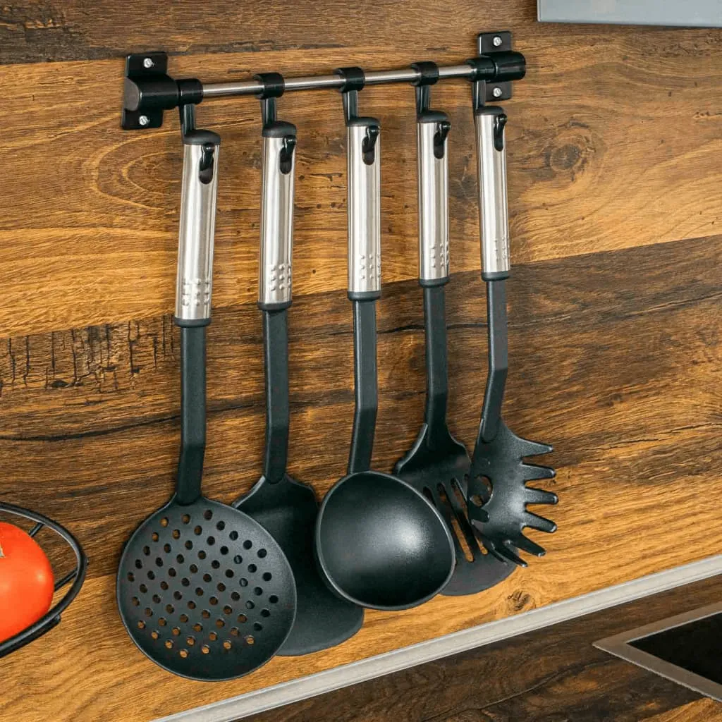 HI 6 Piece Kitchen Tool Set - Black & Silver | Durable Stainless Steel Handles | Stylish & Versatile