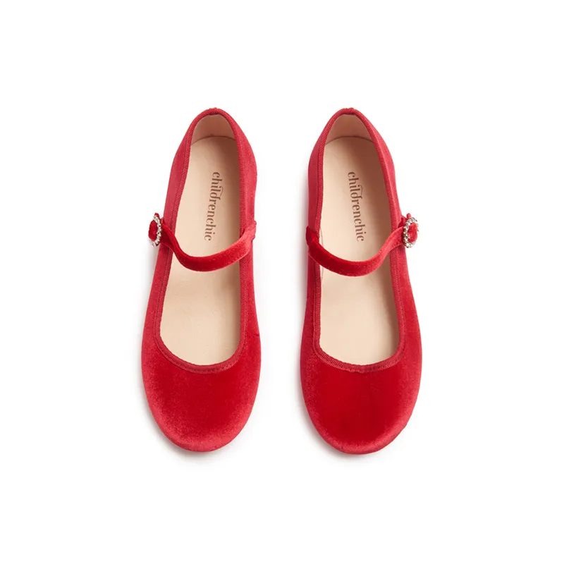 Holiday Velvet Mary Janes In Red