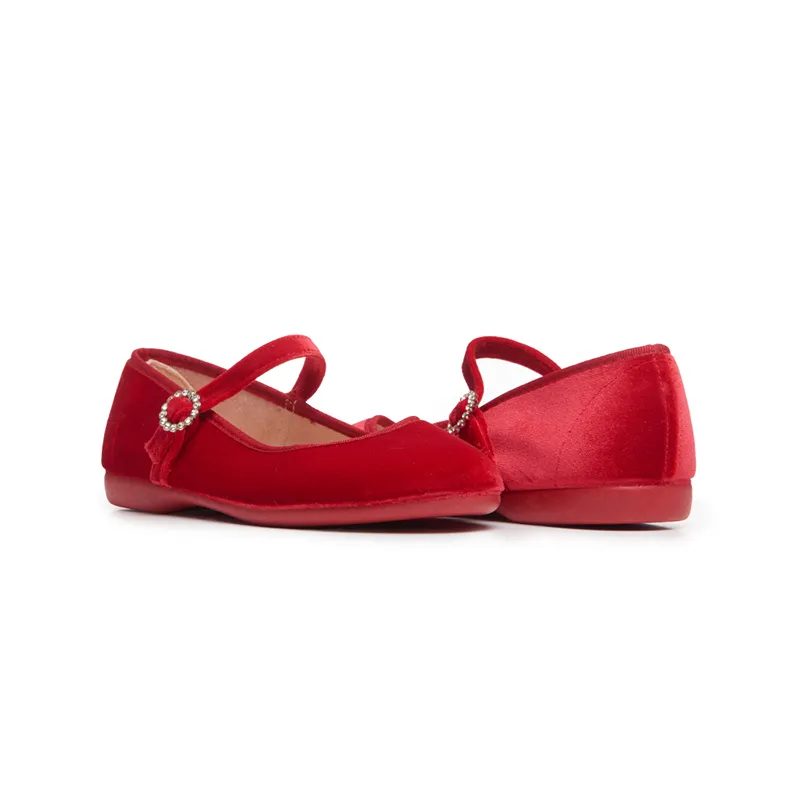 Holiday Velvet Mary Janes In Red