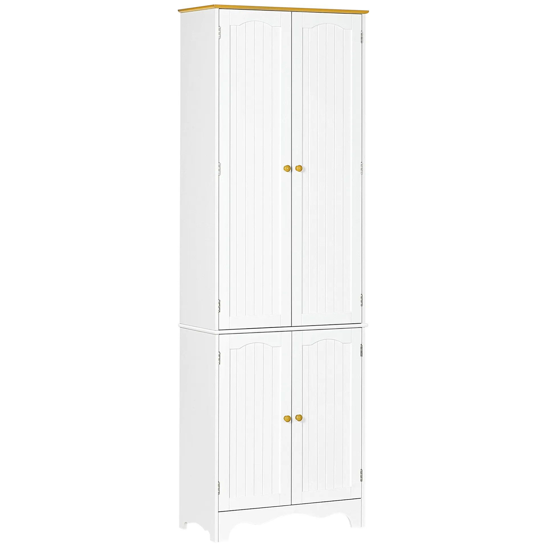 HOMCOM Freestanding 4-Door Kitchen Cupboard - Elegant White Storage Cabinet with 4 Shelves and Durable MDF Structure