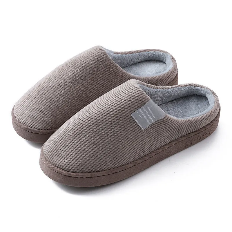 Indoor Corduroy Shoes Warm Plush Home Slipper Anti Slip Floor Bedroom Shoes Autumn Winter