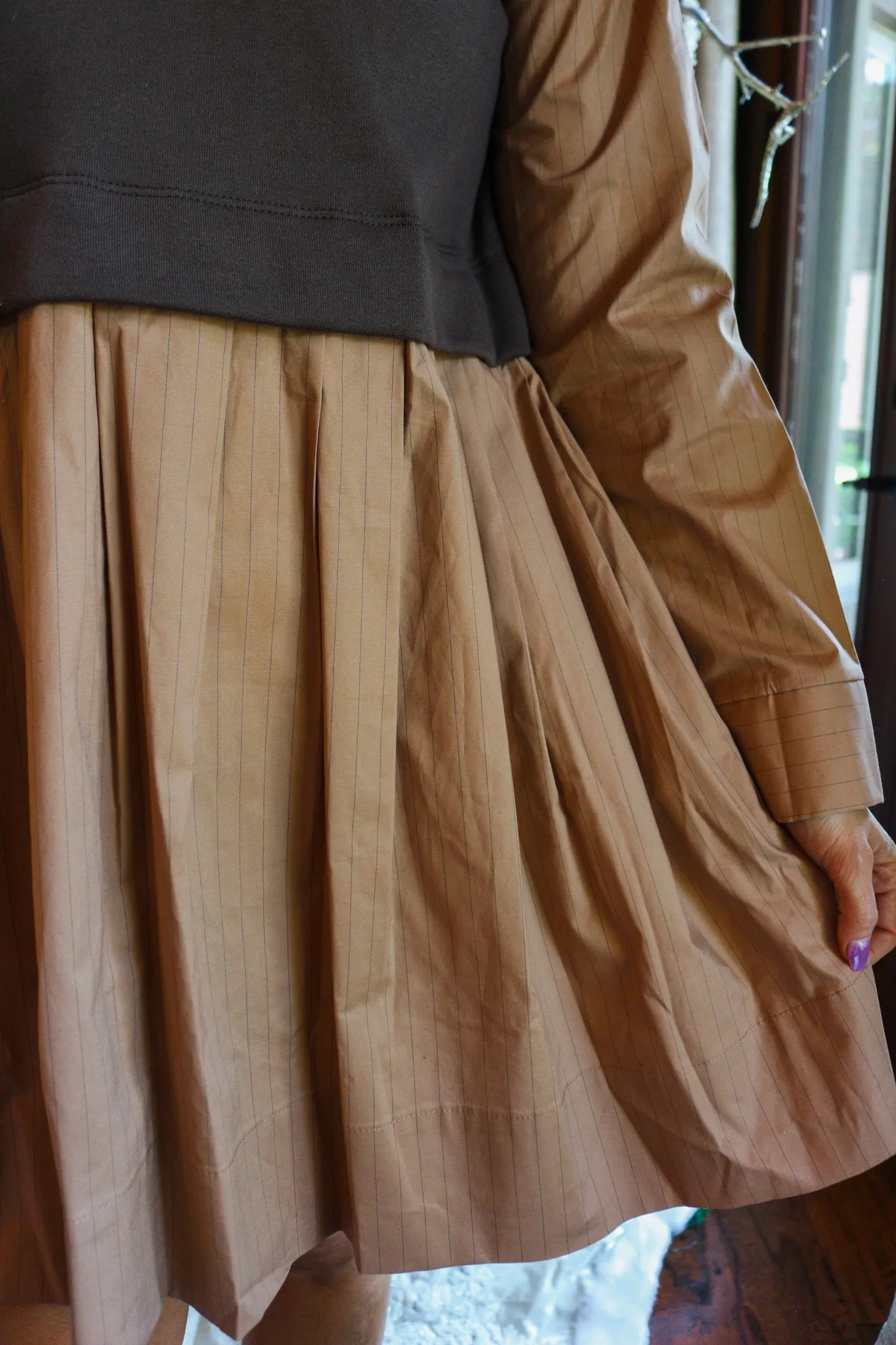 Just For Today Espresso Brown Pleated Dress