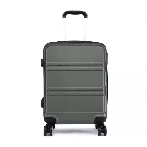 Kono ABS Sculpted Horizontal 24 Inch Suitcase - Durable & Stylish Grey Luggage