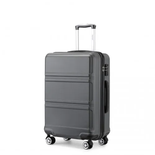 Kono ABS Sculpted Horizontal 24 Inch Suitcase - Durable & Stylish Grey Luggage