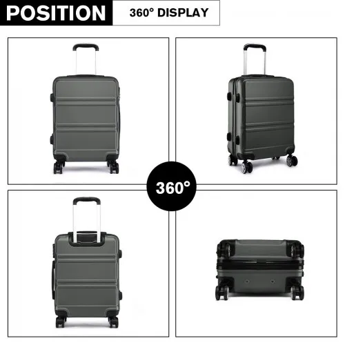 Kono ABS Sculpted Horizontal 24 Inch Suitcase - Durable & Stylish Grey Luggage