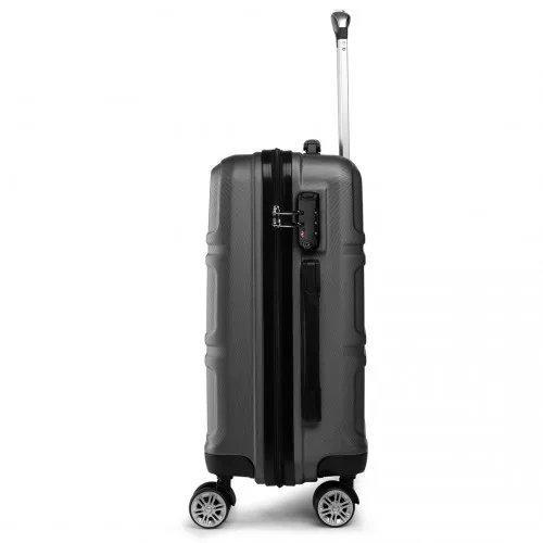 Kono ABS Sculpted Horizontal 24 Inch Suitcase - Durable & Stylish Grey Luggage