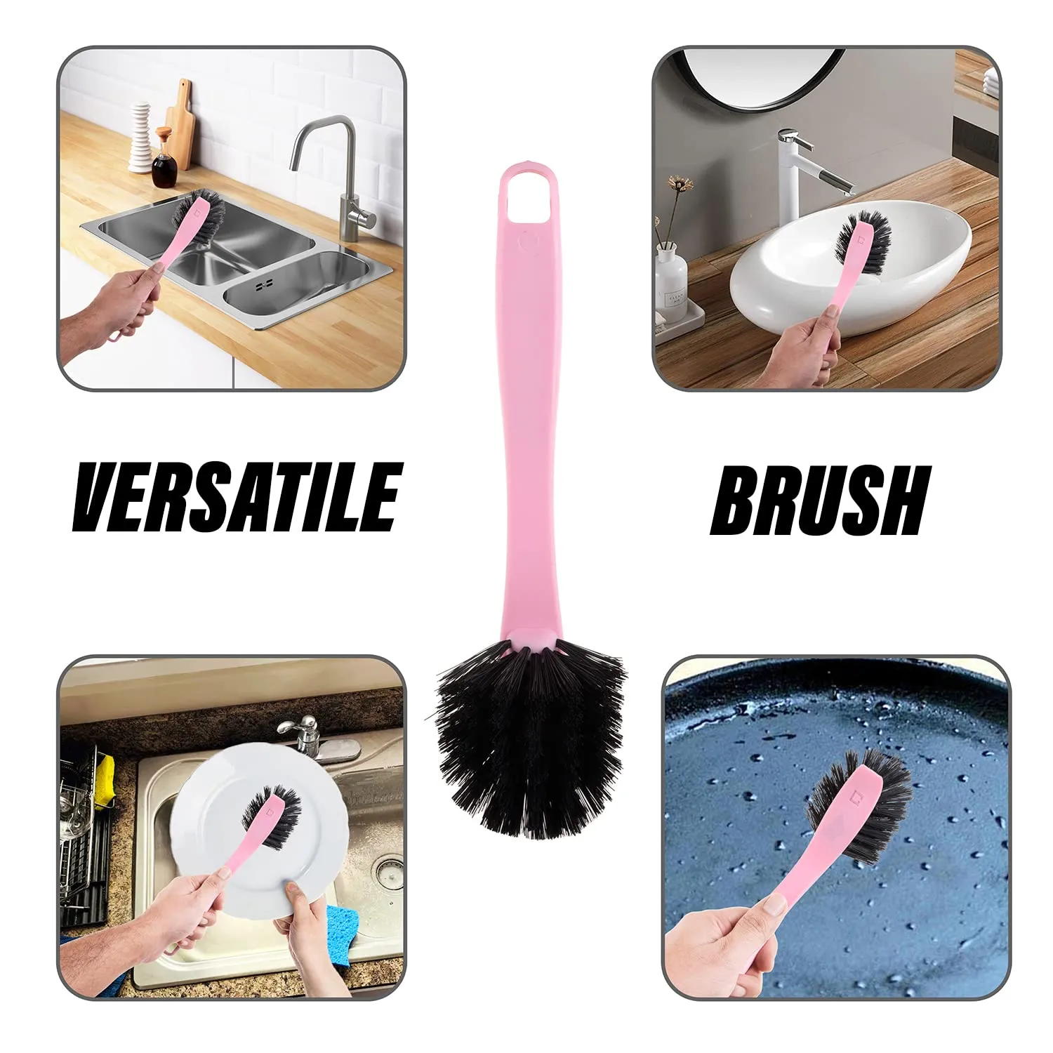 Kuber Industries Cleaning Brush | Toilet Cleaner Brush | Plastic Pan Brush | Brush for Cleaning Washroom | Bathroom Brush | Toilet Brush | Pack of 2 | Assorted