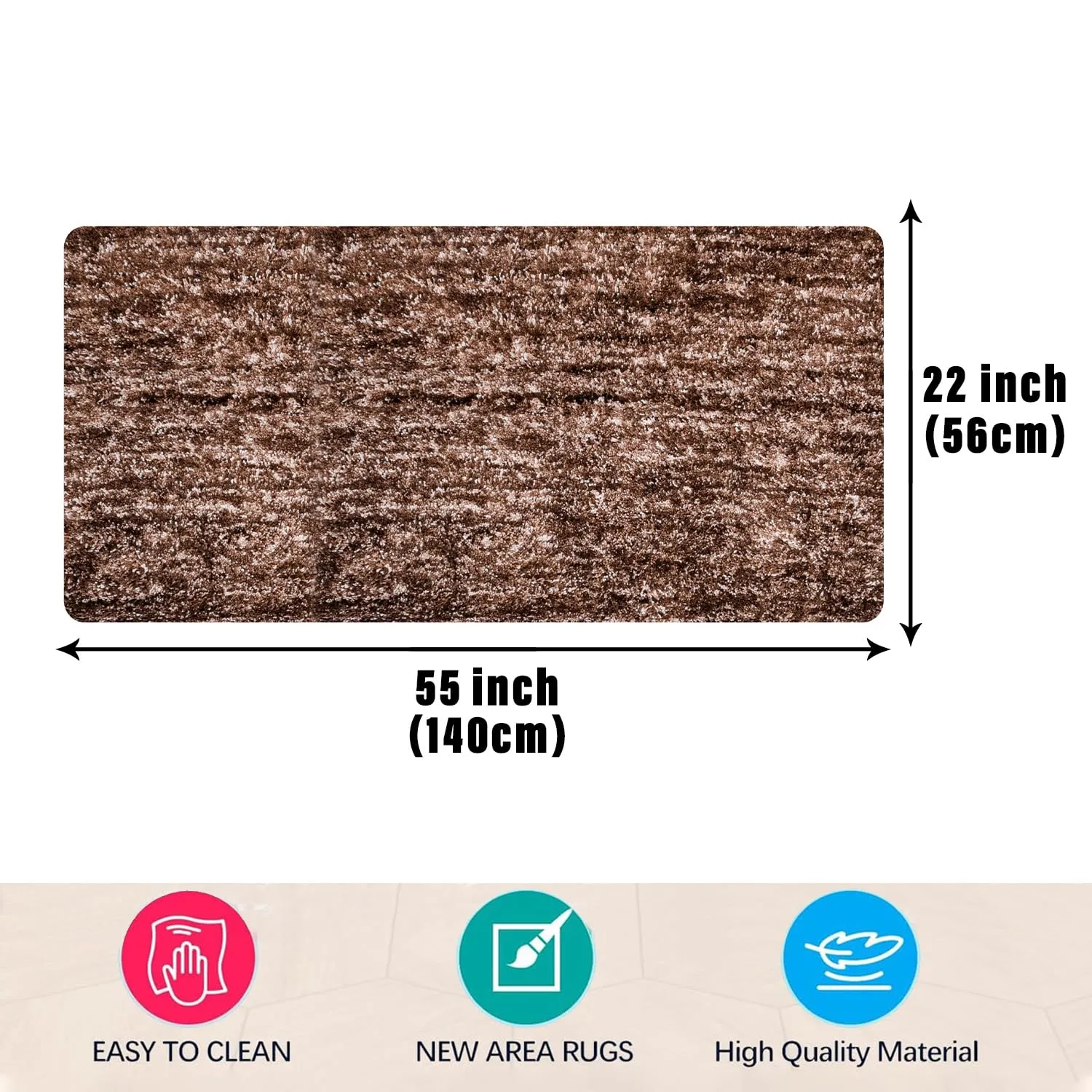 Kuber Industries Runner | Bedside Runner for Bedroom | Runner for Living Room | Lexus Home Decor Carpet Runner | Anti Skid Carpet Rug Mat | Kitchen Runner | 22x55 | Brown