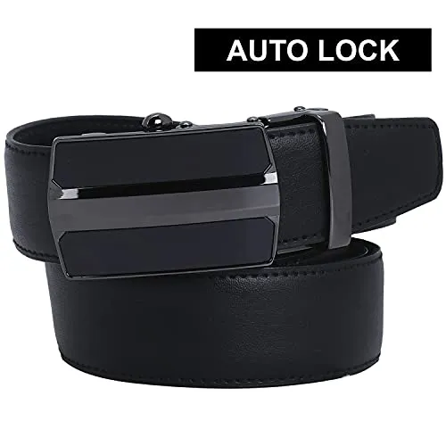 Labnoft Men's Auto Lock Pu Leather Belt, Black