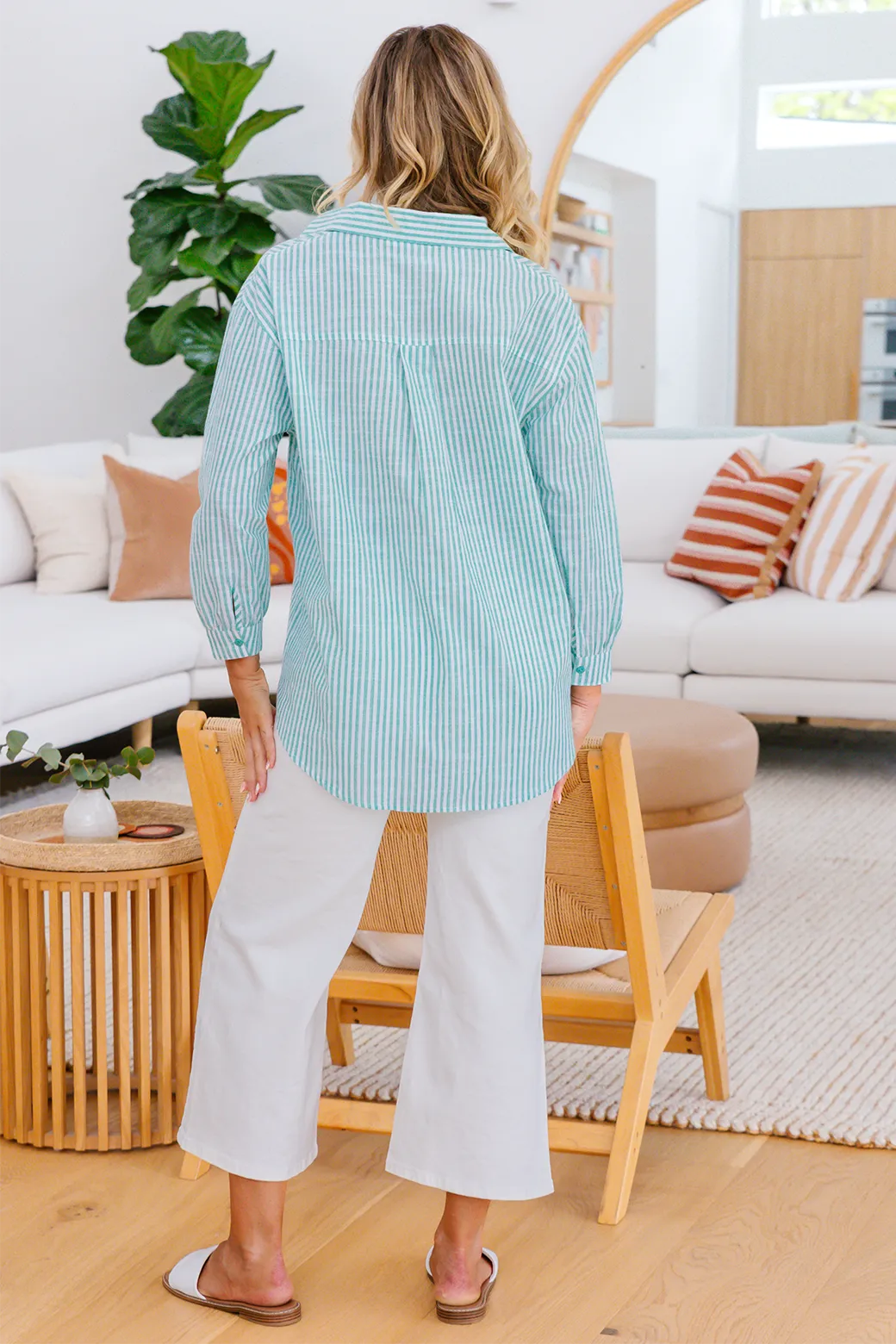 Lana Blouse Mint Green Stripe