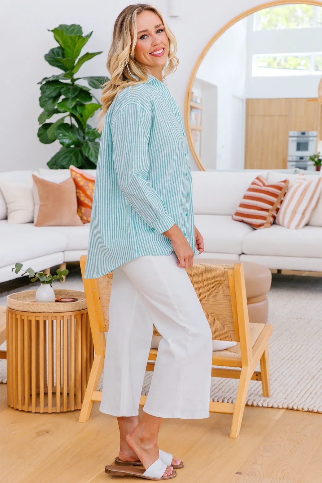 Lana Blouse Mint Green Stripe